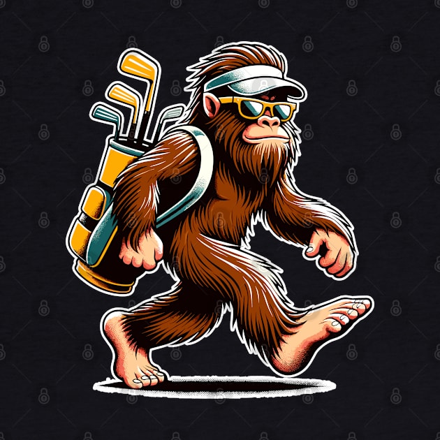 Funny Golf Novelty Sasquatch Bigfoot Golfing by KsuAnn